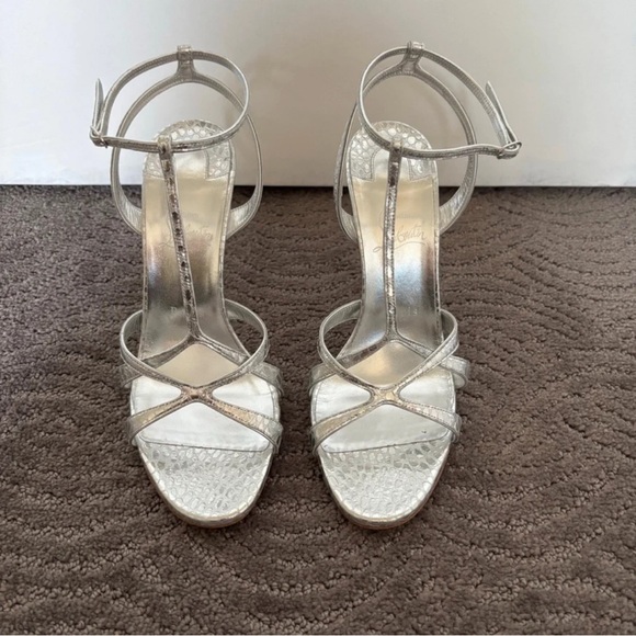 Christian Louboutin Silver Strappy Heels - Picture 5 of 12